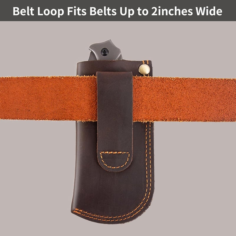 QEES Leather Knife Sheath for Belt,Pocket Knife Holder,Heavy Duty Folding Knife Sheath Belt Holder,Knife Holster EDC Knife Case Folding Pocket Knife sheaths Gift for Men. - Image 4